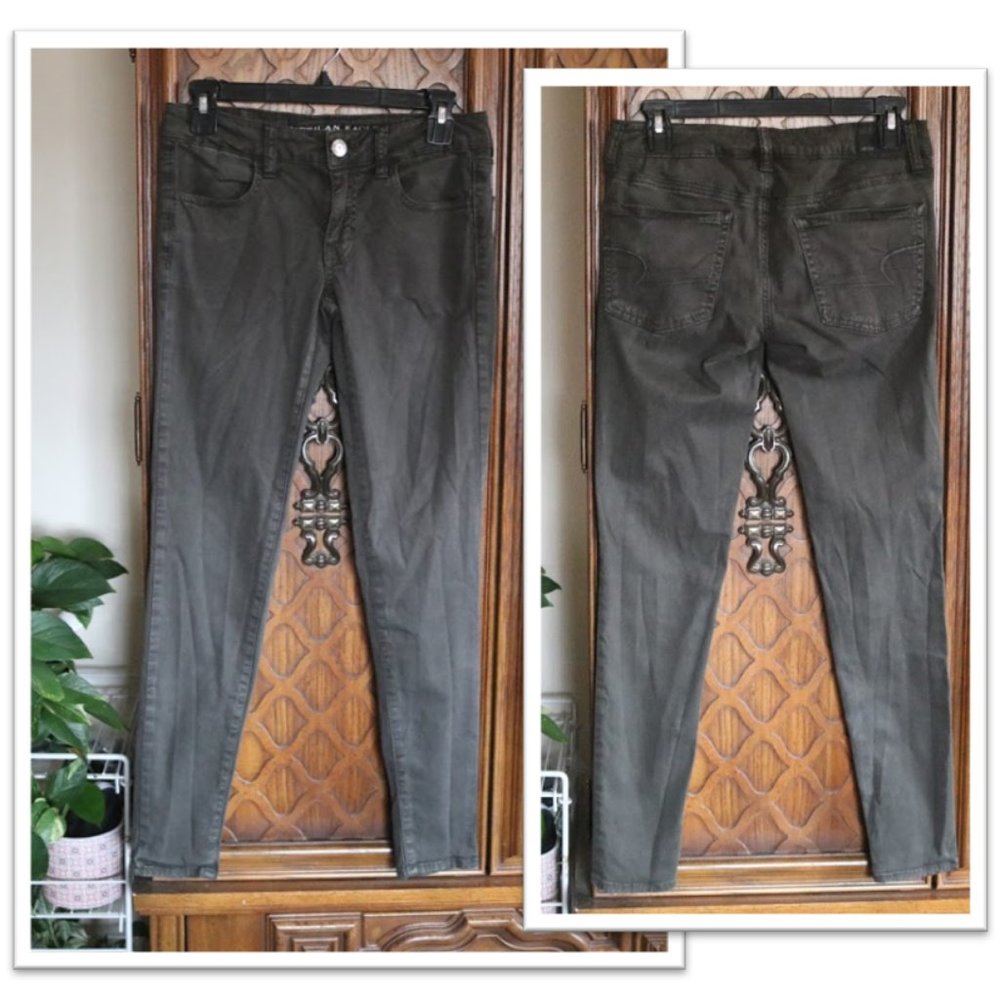 American Eagle Sateen X Super Stretch Jeggings - Dark Olive Green